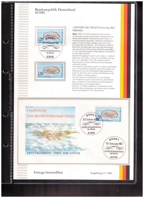 Ersttags-Sammelblatt 16/1982 – Prevent pollution of the sea