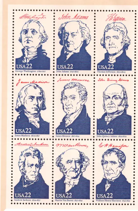 AMERIPEX '86 Presidents I – Souvenir Sheet of 9