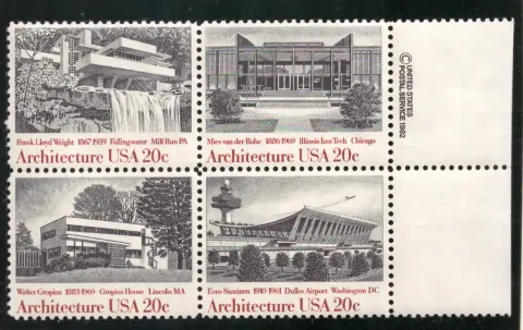American Architecture se-tenant block — copyright selvage