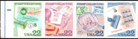 Stamp Collecting se-tenant booklet pane of four