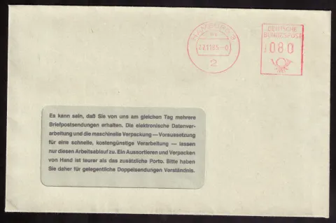 Explanatory mailer about machine-generated duplicate mailings