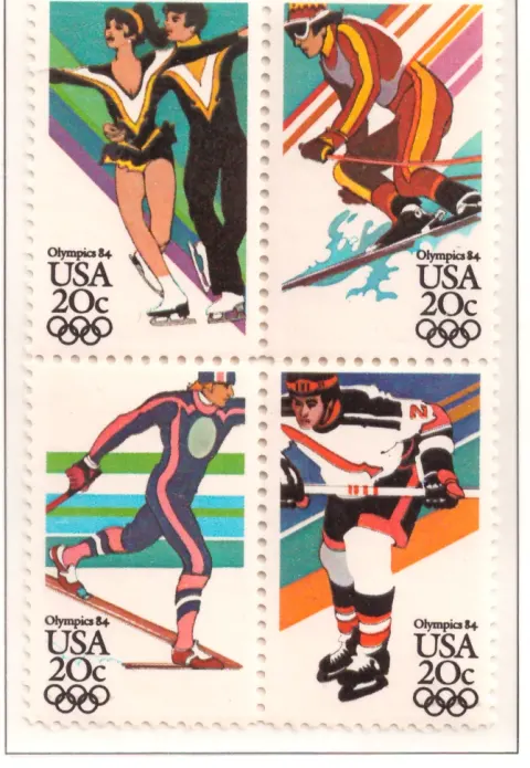 1984 Winter Olympics se-tenant block of 4