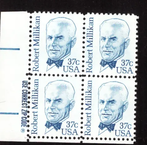 Robert Millikan block of four — ZIP Code selvage