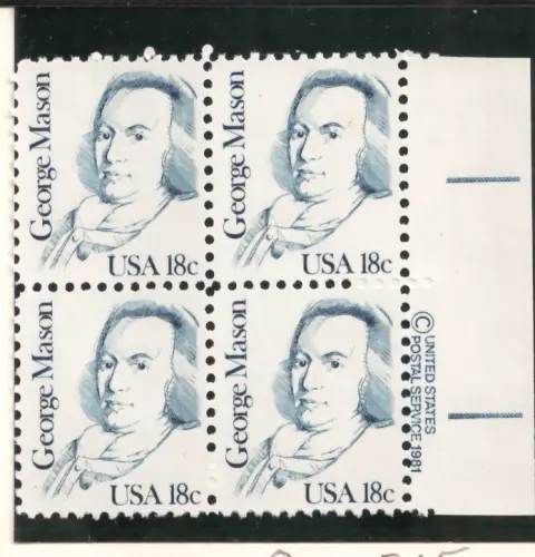 George Mason – copyright margin block of 4