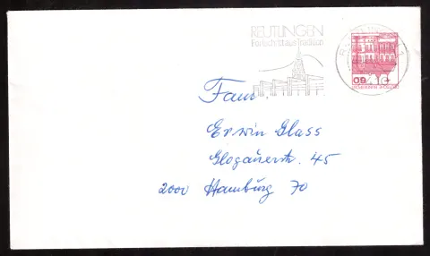 West Germany commercial cover – Reutlingen slogan cancel