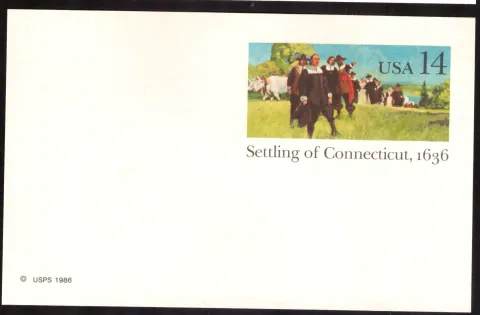 1986 Settling of Connecticut postal card