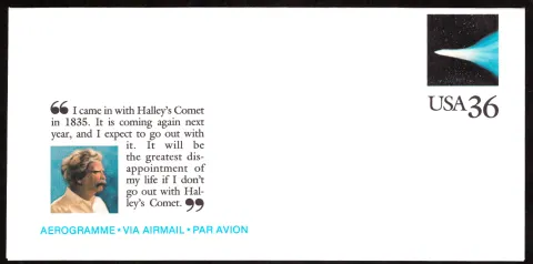 Mark Twain and Halley's Comet aerogramme
