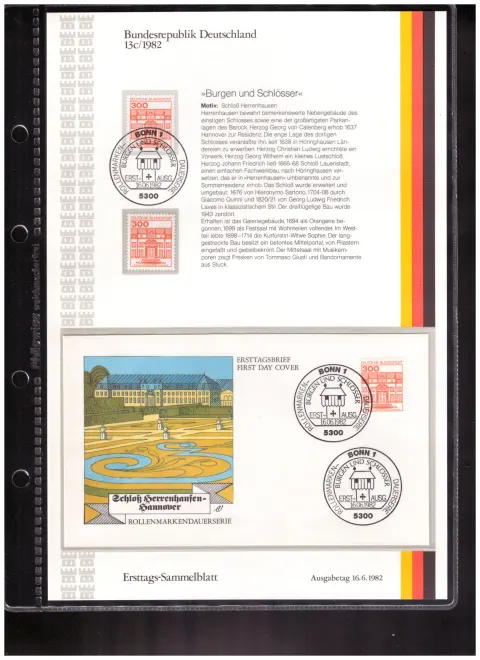 Ersttags-Sammelblatt 13c/1982 – Castles and palaces