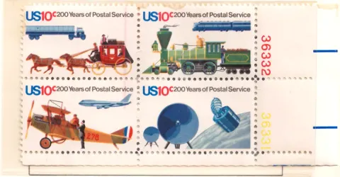 200 Years of Postal Service – se-tenant plate block