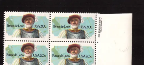 Ponce de León block of four — copyright selvage