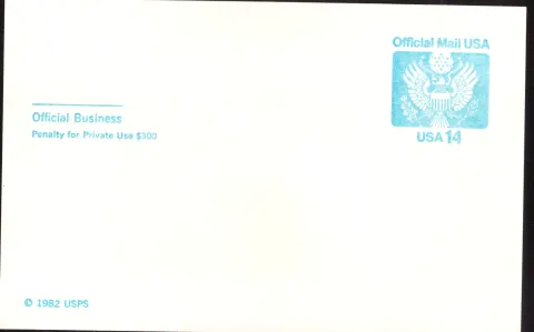 1985 Official Mail Great Seal postal card