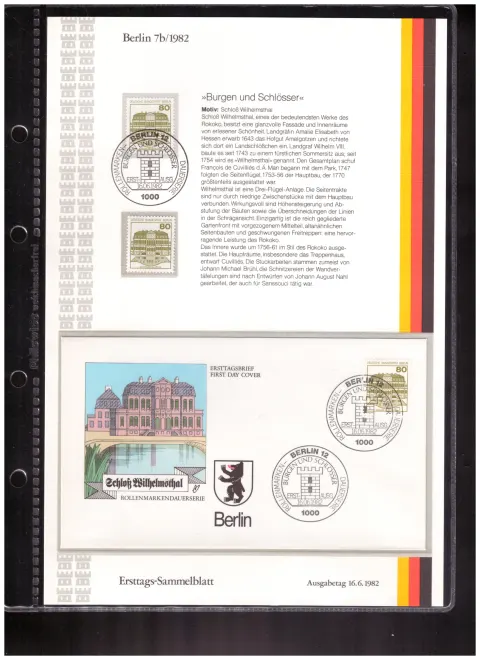 Ersttags-Sammelblatt 7b/1982 – Castles and palaces
